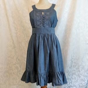 Doki-Geki Denim-Style Dress with Grecian Neckline